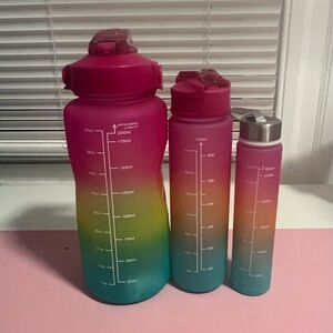 Gradient Water Bottle Set - Pink, Yellow, Blue